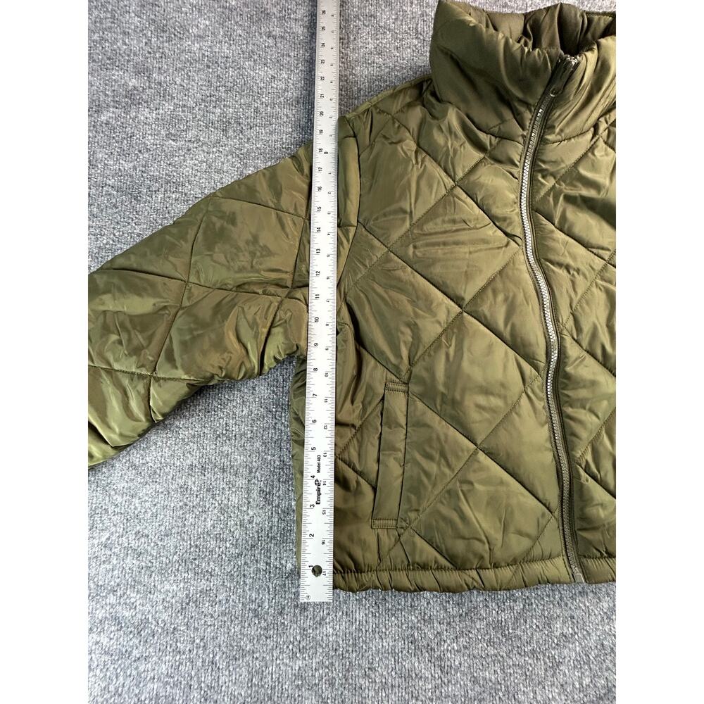 Cisono Women's XL Olive Green Quilted Sherpa Lined Puffer Jacket Full Zip Coat - Picture 9 of 9